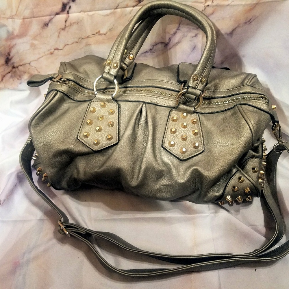 Steampunk studded silver handbag